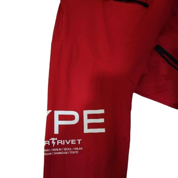 Red Jacket Copper Rivet Zip Up Urban windbreaker Jacket Perforated HYPE PREOWNED - Picture 5 of 7
